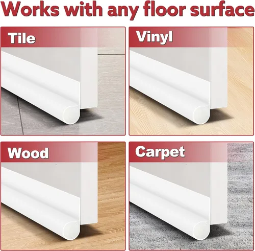 Vista 7 de HomeProtect Tope de puerta para puerta, paquete de 2 unidades, bloquea el aire frío, el ruido del olor y la luz, blanco y negro, fuerte adhesivo