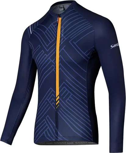 Vista 50 de Santic - Camiseta de ciclismo para hombre, manga larga, reflejante, cremallera completa, con bolsillos