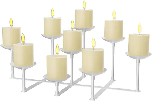 Vista 8 de Portavelas de chimenea con 9 placas de pilar de cera, soporte de velas de hierro para decoración de hogar, hogar, mesa, centro de mesa, decoración
