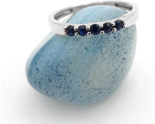 Vista 142 de Dazzlingrock Collection Anillo de boda redondo de 5 piedras preciosas o diamantes para mujer en oro macizo de 10 K/14 K/18 K