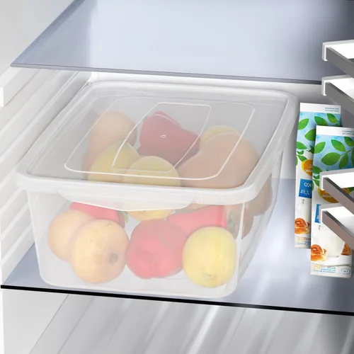 Vista 5 de Teyyvn Caja de almacenamiento de plástico transparente de 14 L, 2 contenedores de plástico con pestillo de almacenamiento Apto para lavavajillas