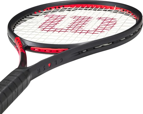 Vista 5 de Wilson Clash 100L V3 Strung - Raqueta de tenis para adultos, tamaño de agarre de 0-4 pulgadas, ensartada con Sensation 16 Natural a media tensión