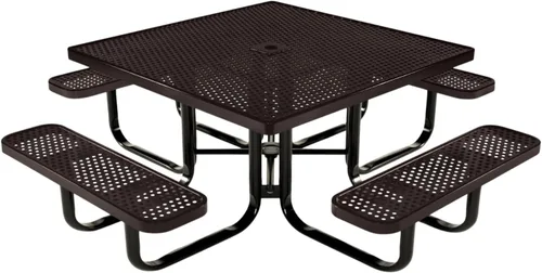 Vista 71 de COATEDOUTDOORFURNITURE Mesa de picnic cuadrada de 46 pulgadas, expandida, color negro