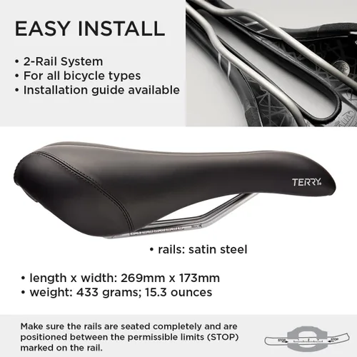 Vista 4 de Terry Liberator Y - Sillín de bicicleta de montaña para hombre, flexible y cómodo, funda Dura-Tek negra