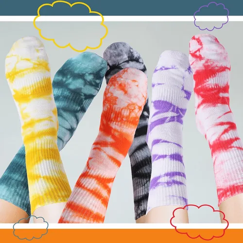 Vista 7 de SATINIOR 8 pares de calcetines de teñido anudado, calcetines novedosos de grafiti, coloridos y divertidos calcetines atléticos para mujeres, hombres