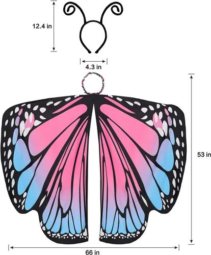 Vista 2 de PHAXCOO Butterfly Wings for Women Butterfly Shawl Fairy Ladies Cape Nymph Pixie Halloween Costume Accessory