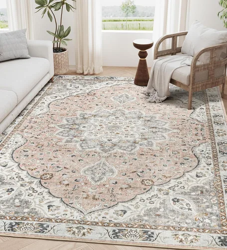 Vista 33 de befbee - Alfombra para sala de estar, lavable y resistente a manchas, con base antideslizante, ideal para dormitorio y cocina, decoración clásica