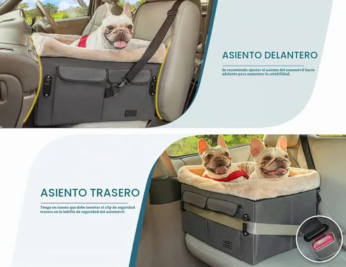 Vista 2 de Asiento de coche Petsfit para perros medianos o 2 perros pequeños, asiento elevador de coche para perros actualizado para asientos delanteros