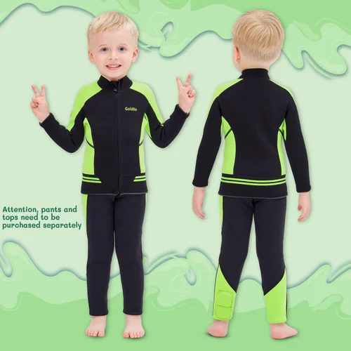 Vista 4 de GoldFin Chaquetas de neopreno para niños, 0.079 pulgadas (0.079 in) para niñas y niños, de neopreno, manga larga, para mantener el calor