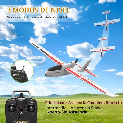Vista 4 de VOLANTEXRC - Avión planeador RC 4CH, nueva versión de avión de control remoto con giroscopio de 6 ejes para principiantes, 3 modos de vuelo