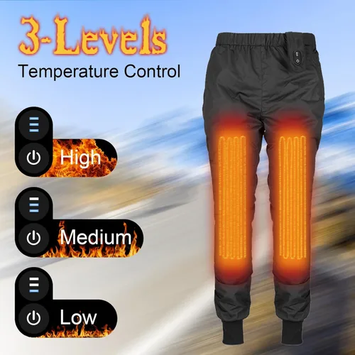 Vista 2 de MIDIAN Men's Winter Heated Pants with 2 Heat Zones, Black, Large, Long