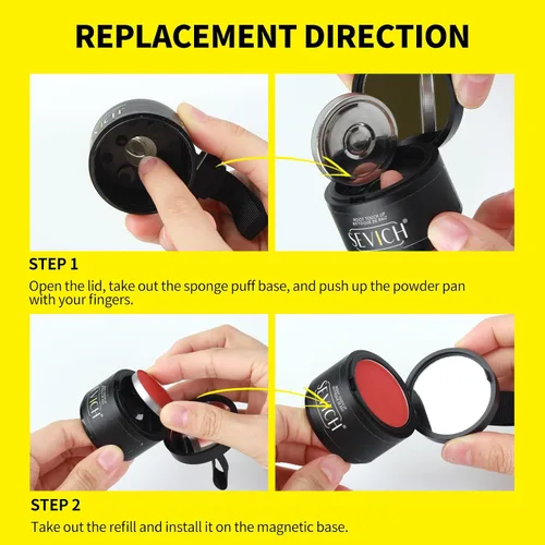 Vista 7 de SEVICH Polvo magnético recargable para retoque de raíces del cabello, impermeable, cobertura de canas y corrector de línea capilar con doble
