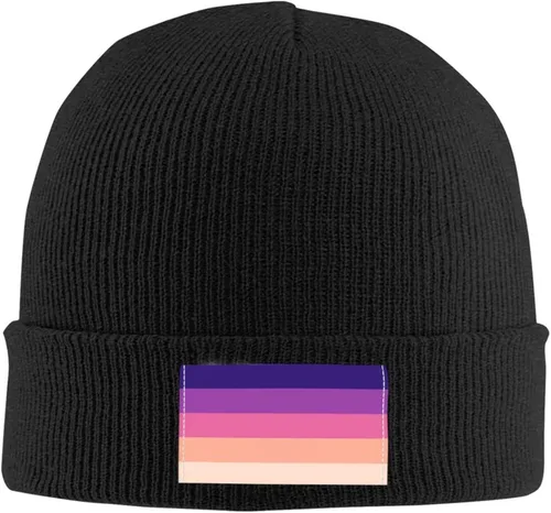 Vista 2 de Transgender Rainbow Pride Flag Thickened Warm High Elastic Knitted Woolen Hat African Style with Stylish Personality Print