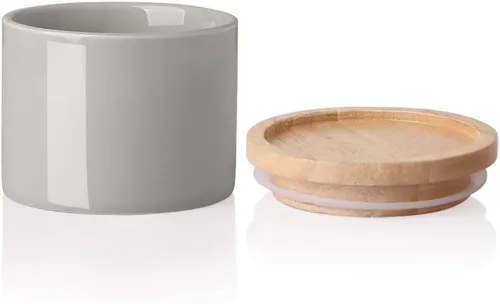 Vista 58 de Recipientes de cocina Sweejar, tarro de almacenamiento de cerámica para alimentos, recipientes apilables con tapa hermética de madera para servir