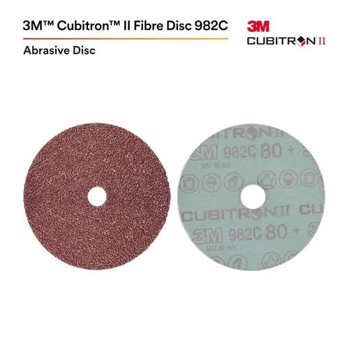 Vista 2 de Cubitron II 27765 Disco de Fibra de 3M 982C, 4" x 5/8" 80 + (25 unidades), Marrón, 25