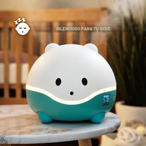 Vista 3 de LittleHippo WISPI Humidificador 3 en 1, Difusor y Luz Nocturna para Bebé/Niños - 3 Intensidades de Neblina, 7 Luces LED Cambiantes de Color, Bandeja