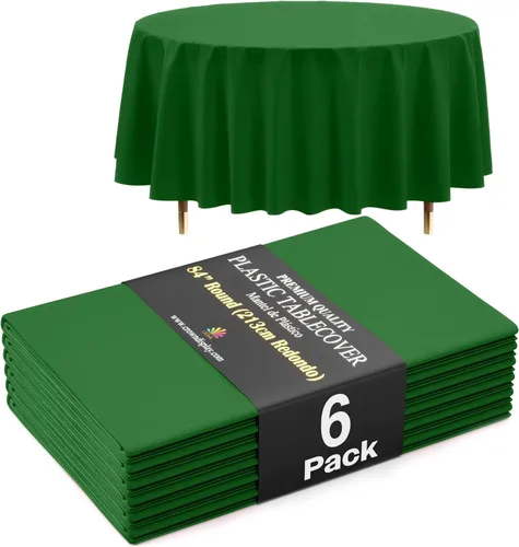 Vista 60 de Exquisite 66% Thicker Premium Aqua Round Tablecloth 0.5 Mil 6 Pack Plastic Table Cloth Disposable 84 Inch Round Plastic Tablecloth Won't Tear Easily
