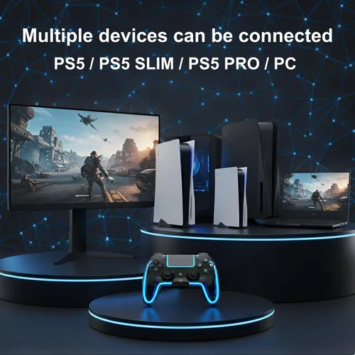 Vista 2 de VioraTech Wireless Controller for PS5 with Hall Effect Joysticks, RGB Lighting, Turbo & Macro Functions, Linear Triggers, 6-Axis Sensor, Dual