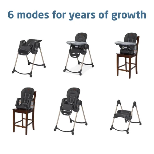 Vista 4 de Maxi-Cosi Minla - Silla alta 6 en 1 para bebés y niños pequeños, silla alta plegable portátil, tela EcoCare, 9 alturas, 5 reclinables, 4 posiciones