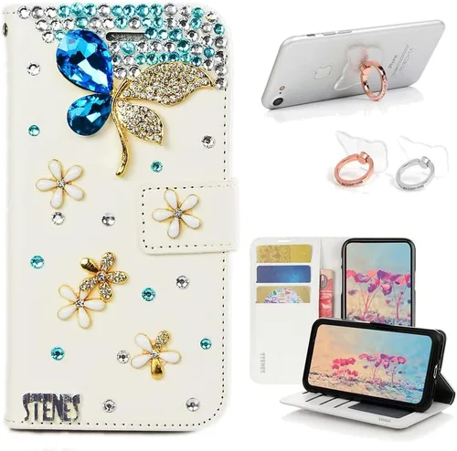 Vista 10 de Bling - Funda de piel con soporte para anillos, diseño 3D hecho a mano, 2 unidades, SBLDwRSSeries-18