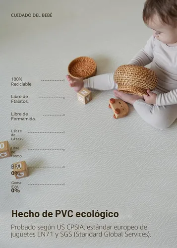 Vista 3 de Baby Care Tapete de juego (tamaño mediano, Hygge - Aztec & Arbor) 73" x 49" pulgadas, tapete de juego original de una sola pieza, reversible Hygge