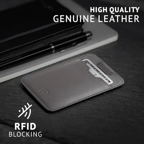 Vista 27 de Vaultskin CHELSEA - Cartera de piel delgada con bloqueo RFID para hombre, tarjetero minimalista con bolsillo frontal