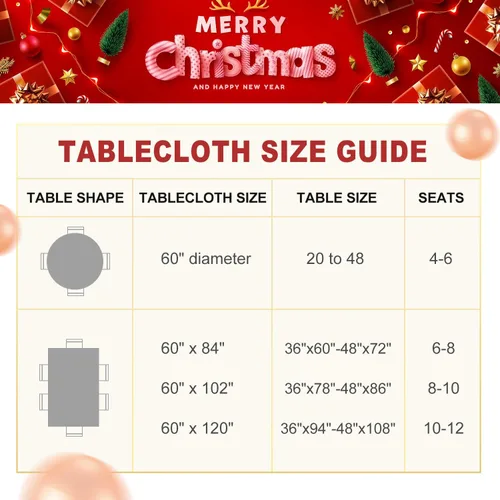 Vista 7 de LUSHVIDA Mantel de Navidad, 60 x 120 pulgadas, rectangular, lavable, resistente al agua, decorativo, de microfibra, para banquetes, fiestas, cocina