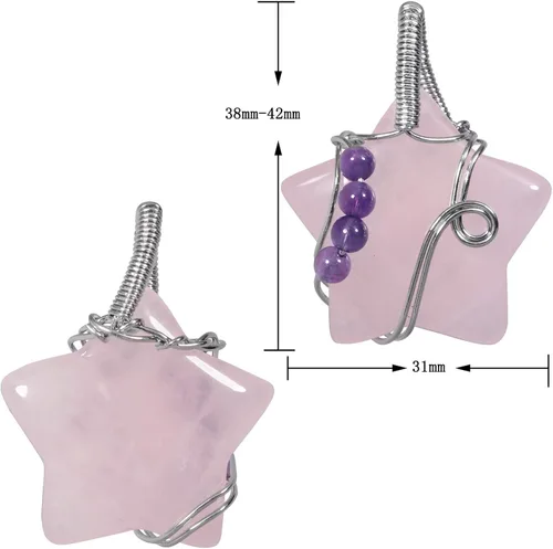 Vista 2 de Nupuyai Collar con colgante de piedra de cristal curativo natural para mujer hecho a mano con alambre envuelto en cristal de cuarzo