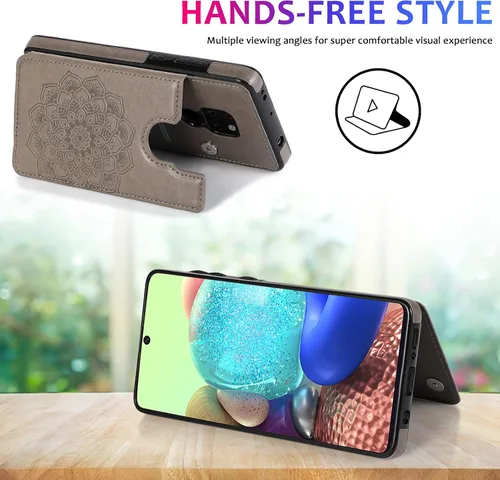 Vista 3 de Asuwish Funda compatible con Samsung Galaxy A71 4G y protector de pantalla de vidrio templado, accesorios para celdas, ranura para tarjetero, Gris