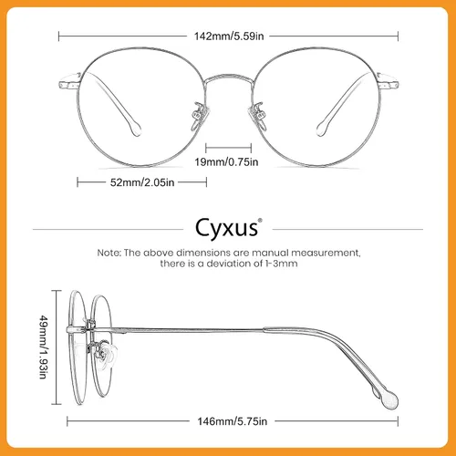 Vista 3 de Cyxus Blue Light Glasses for Men and Women, Round titanium Frame 8091