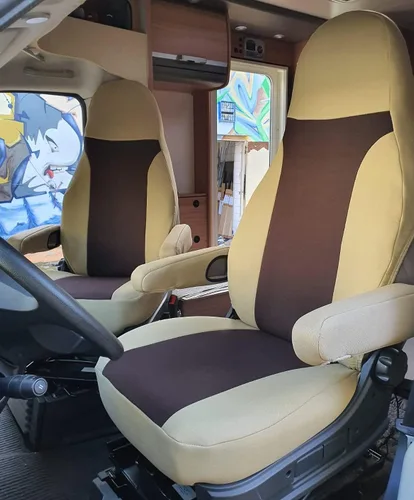 Vista 3 de BREMER SITZBEZÜGE Dimension Pilot Seat Covers Compatible with Motorhome Camper Ducato Driver & Passenger 822 Protective Cover Set in Grey 822 Grey