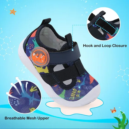 Vista 3 de JIASUQI Zapatos de agua para bebés y niños pequeños, sandalias de agua de secado rápido para niños pequeños, zapatos de playa y piscina
