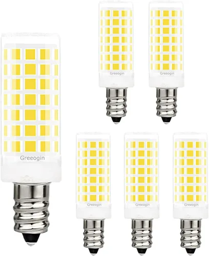 Vista 10 de Bombillas LED E12 C7, equivalente a 5 W equivalentes a bombillas halógenas de 50 W, base de candelabro E12 T4, 2700 K blanco cálido sin parpadeo