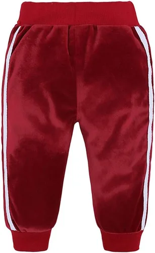 Vista 4 de Conjunto de sudadera de vellón cálida con capucha para niños pequeños conjunto de mantas para bebé niña rojo 2-3 años