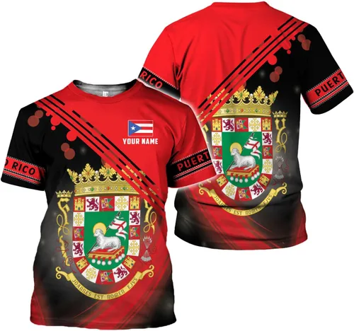 Vista 2 de Camisa personalizada con nombre de Puerto Rico, camisas personalizadas para hombres y mujeres, camiseta con la bandera de Puerto Rico 3