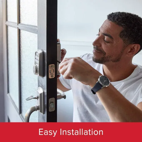 Vista 7 de Kwikset 99420-003 Aura - Cerradura de puerta con teclado programable Bluetooth con seguridad SmartKey, Negro Hierro