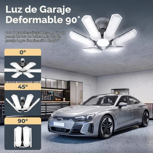 Vista 3 de TANBABY Paquete de 1 luz LED de garaje, luz de techo deformable, 15000LM