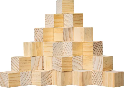 Vista 12 de Ninekong - Paquete de 30 bloques de madera sin terminar, cubos de pino