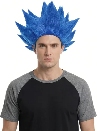 Vista 5 de Miccostumes - Peluca para disfraz de hombre de Goku Dragon Ball Negro