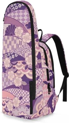 Vista 2 de Bolsa de tenis para mujeres y hombres, ligera, color morado, zéfiro japonés, flor de cerezo, deportes, tenis, bádminton, para adolescentes, niños