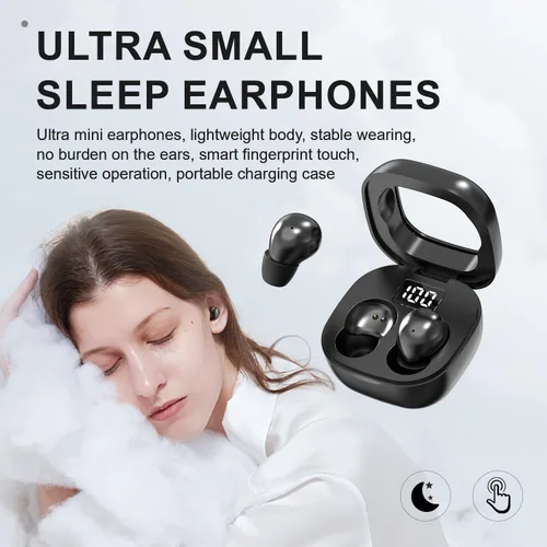 Vista 4 de Mini auriculares invisibles para dormir inalámbricos Bluetooth, mini auriculares inalámbricos invisibles para canales auditivos pequeños, tapones