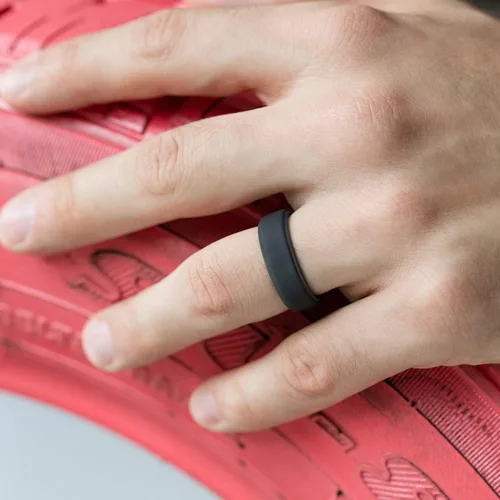 Vista 7 de ROQ Silicone Rubber Wedding Ring for Men, Comfort Fit, Men's Wedding Band, Breathable Rubber Engagement Band, 8mm Wide 2mm Thick, Step Edge, Multi
