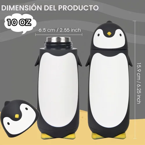 Vista 2 de ChezMax - Botella de agua de acero inoxidable para niños de 9.5 onzas, S Negro