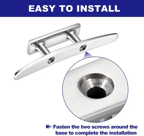 Vista 4 de uxcell Boat Cleat Open Base, 316 Stainless Steel Dock Cleat for Kayak Boat