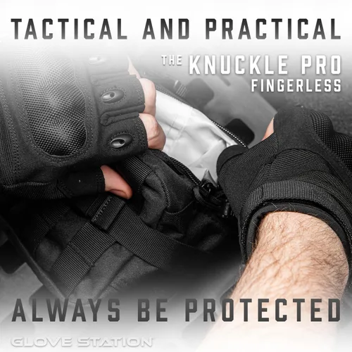 Vista 5 de Glove Station - Guantes tácticos de nudillos sin dedos para hombre - Guantes de motocicleta para tiro táctico, Airsoft, caza, trabajo policial