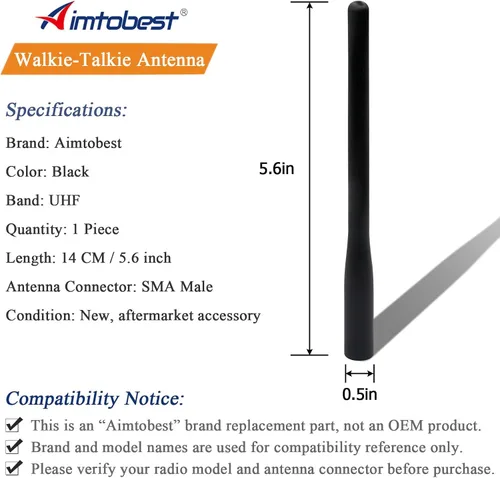 Vista 2 de Marine VHF - Antena de radio de mano SMA macho de goma compatible con HX270S HX280S HX290 HX300 HX370S HX400 HX460 HX500 HX850S HX851 HX870 HX890