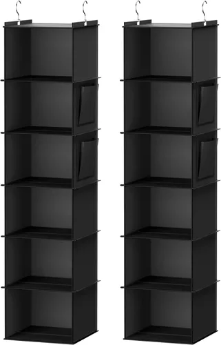 Vista 17 de YOUDENOVA - Organizador colgante para clóset con 6 estantes de almacenamiento con bolsillos laterales, beige