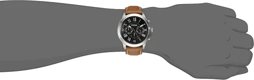 Vista 2 de Fossil de los hombres fs4918Grant Cronógrafo Acero inoxidable reloj con banda de piel café