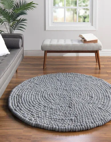 Vista 16 de Unique Loom Colección de Bolas de Felpa - Alfombra de área en forma de nube (2' redonda, color marfil)