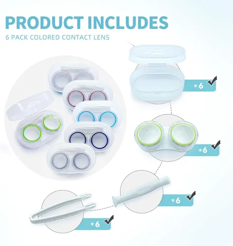 Vista 3 de Paquete de 6 fundas para lentes de contacto, kit de viaje, kit de almacenamiento portátil al aire libre, estuche para lentes de contacto para viajes
